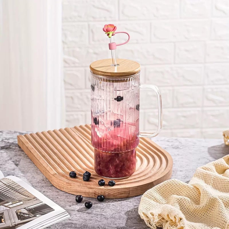 ROKHEVN Flowers Straw Tip Covers for Stanley Spring Silicone Straw Toppers Cap Compatible Cute Floral with Stanley 30&40 Oz Tumbler Reusable Straws Tips Lids for Cup Accessories 6Pcs - Image 5