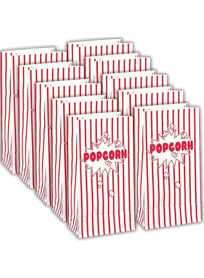 Unique Unique Industries Striped Popcorn Bags, 10" x 5", 10 Pcs, Red and White