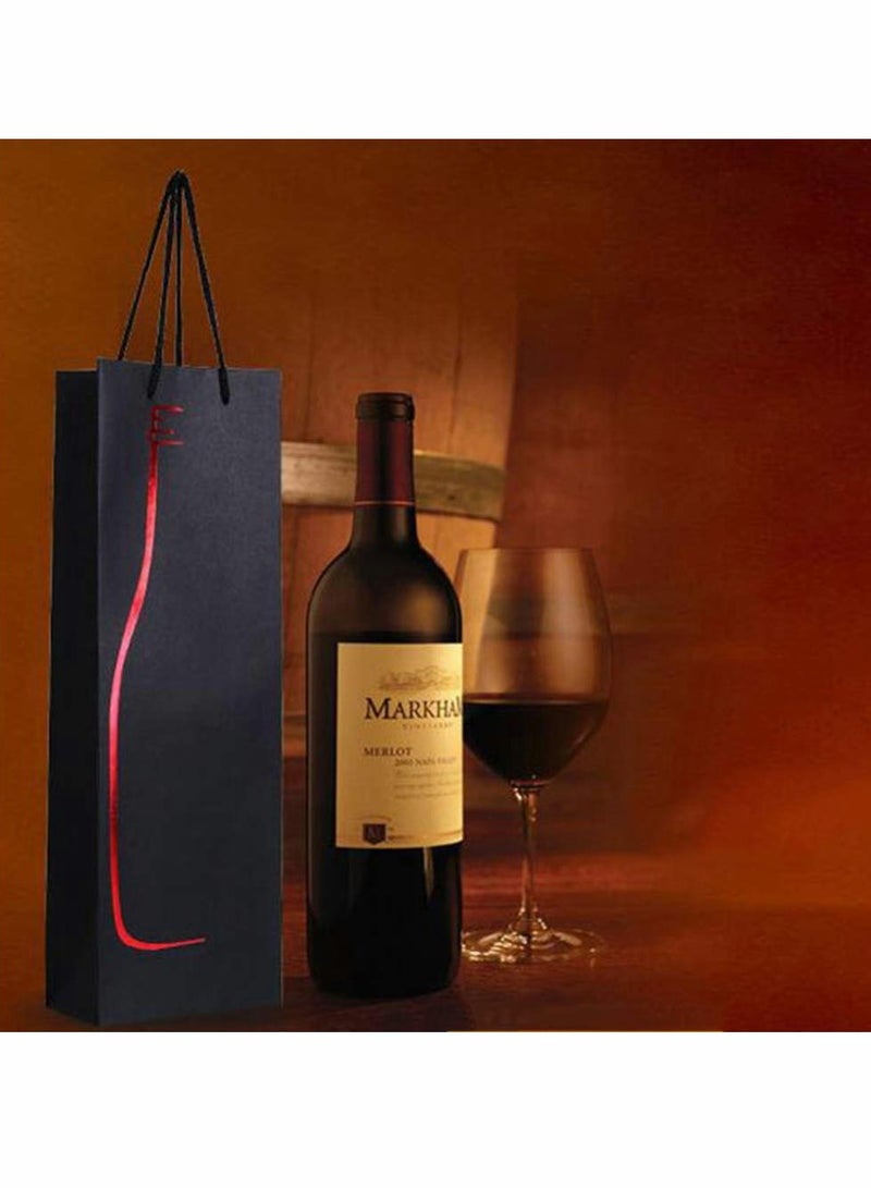 KASTWAVE 12pcs Wine Gift Paper Bags Single Bottle Wine Gift Bags Red Wine Tote Bags with Handles Champagne Carrying Bags for Party Business Retail Merchandise  - Image 5