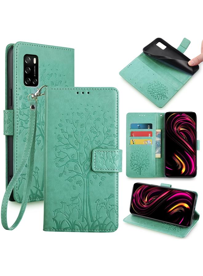S-TOP Case For Rakuten Big S Tree & Deer Embossed Leather Phone Case - Image 1