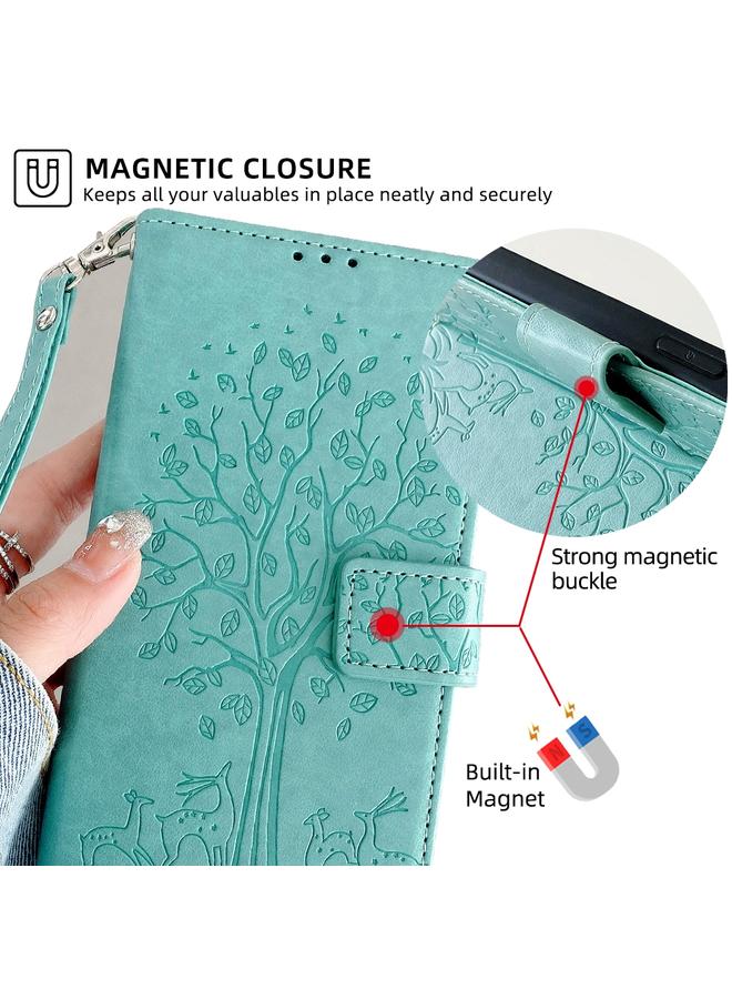 S-TOP Case For Rakuten Big S Tree & Deer Embossed Leather Phone Case - Image 5