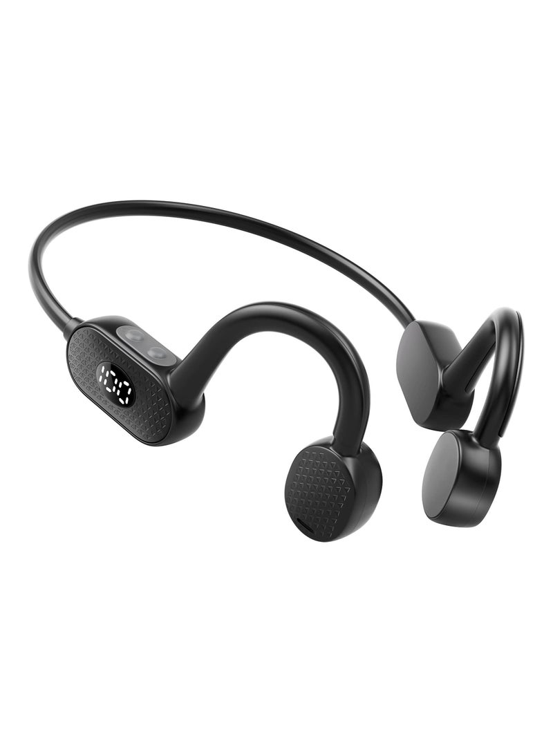 Captaintech Bone Conduction Bluetooth 5.3 Headphones - Open-Ear Waterproof Wireless Headphones with Noise Cancelling Mic, LED Digital Display - Wireless Headset for Gym, Cycling, and Driving - Image 1