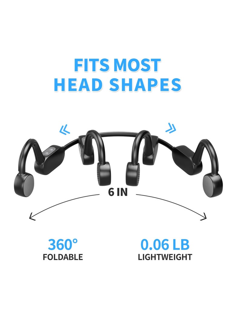 Captaintech Bone Conduction Bluetooth 5.3 Headphones - Open-Ear Waterproof Wireless Headphones with Noise Cancelling Mic, LED Digital Display - Wireless Headset for Gym, Cycling, and Driving - Image 2