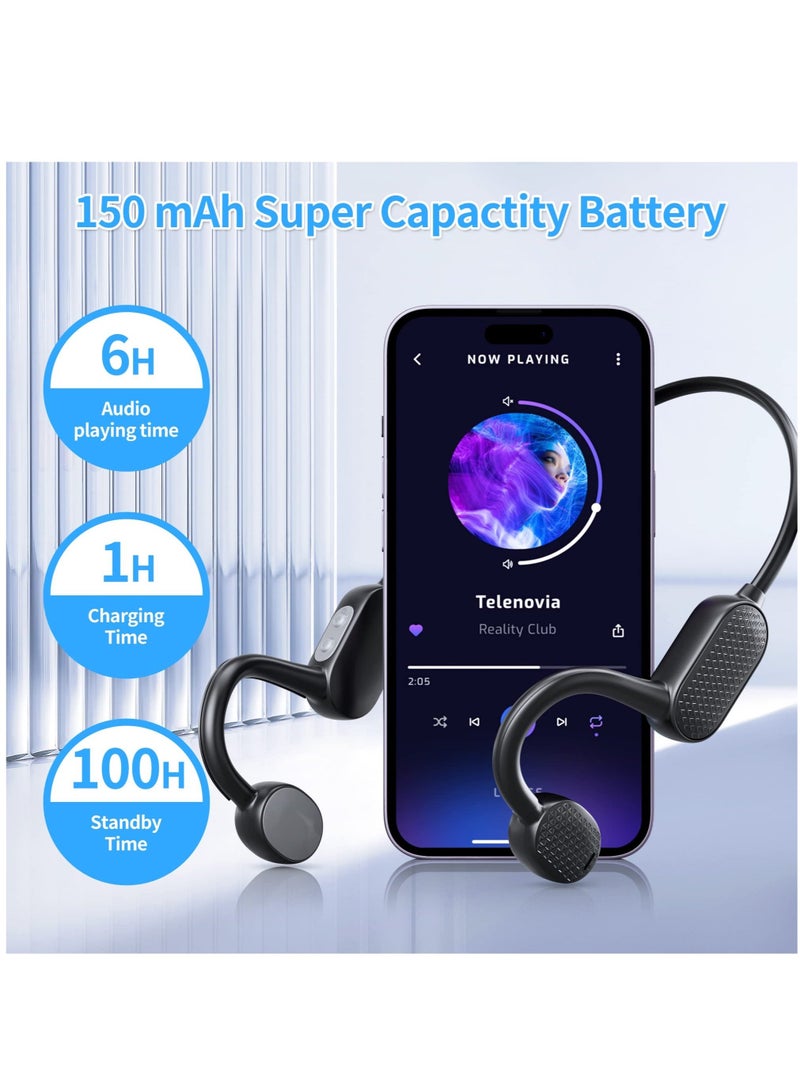 Captaintech Bone Conduction Bluetooth 5.3 Headphones - Open-Ear Waterproof Wireless Headphones with Noise Cancelling Mic, LED Digital Display - Wireless Headset for Gym, Cycling, and Driving - Image 3