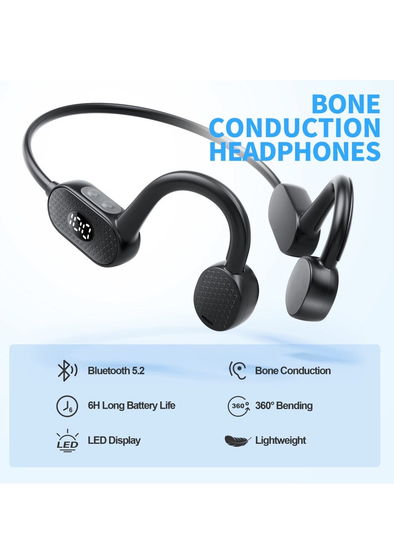 Captaintech Bone Conduction Bluetooth 5.3 Headphones - Open-Ear Waterproof Wireless Headphones with Noise Cancelling Mic, LED Digital Display - Wireless Headset for Gym, Cycling, and Driving - Image 4