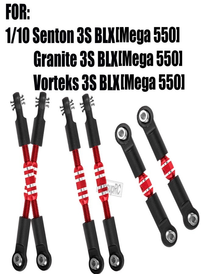 hopsupRC RC Aluminum Adjustable Turnbuckles Camber Links Toe Link Upgrades Part for 1/10 Senton/Granite/Vorteks 3S BLX(Mega 550).Alloy Adjustable Turnbuckles Hops Up.Red(6PCS) - Image 2