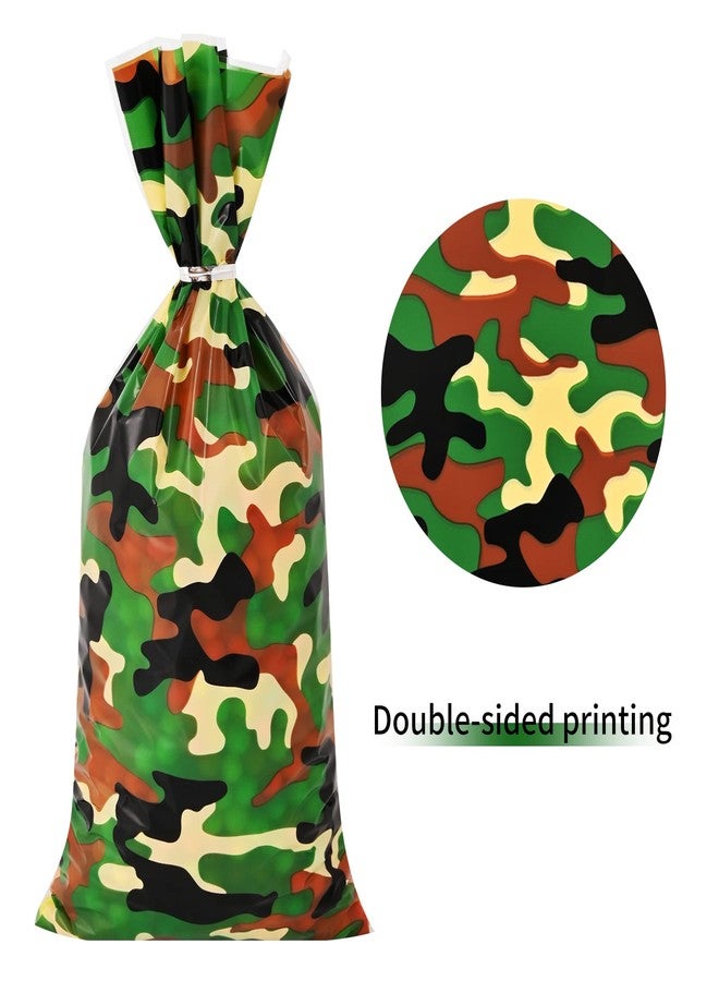 Lecpeting 100 Pcs Camouflage Treat Bags Camo Print Cellophane Candy Bags Army Party Favor with Twist Ties for Camouflage Theme Birthday Party Supplies - Image 3
