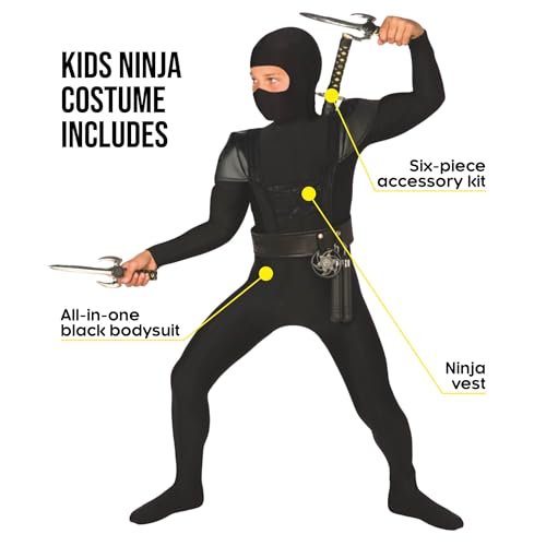 Morph Kids Ninja Costume, Ninja Costumes for Boys, Boys Halloween Costume, Halloween Costumes for Kids, Large - Image 2