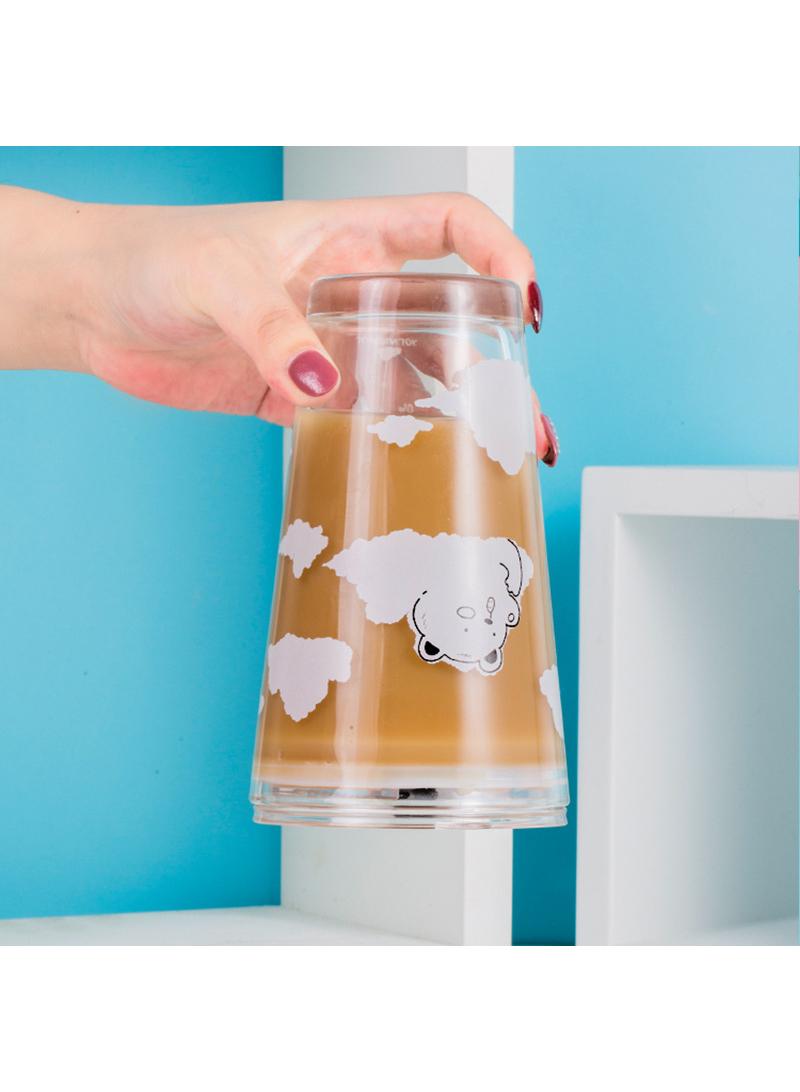 Cloud Bear Glass Water Cup Summer Student Simple White Cloud Straw Cup - Image 3
