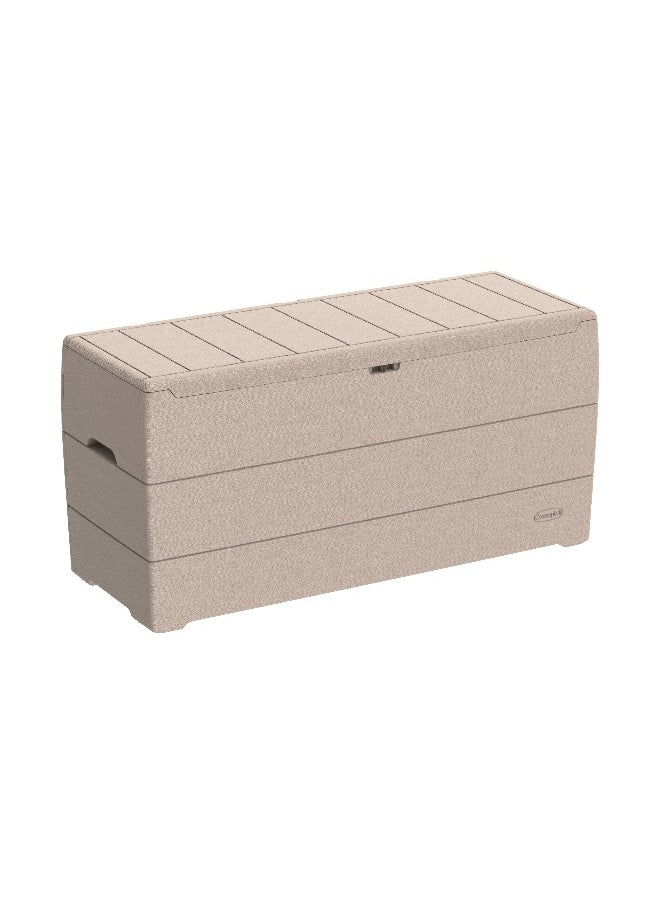 Cosmoplast 270L Plastic Cedargrain Deck Storage Box For Indoors & Outdoors (Warm Taupe)  - Image 1