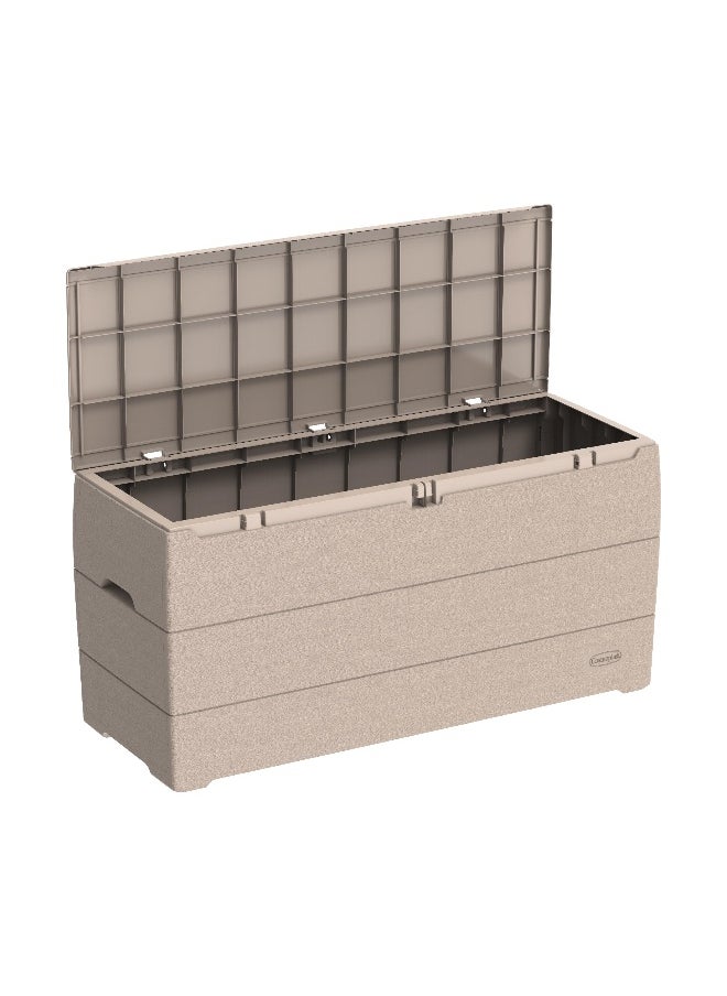 Cosmoplast 270L Plastic Cedargrain Deck Storage Box For Indoors & Outdoors (Warm Taupe)  - Image 4