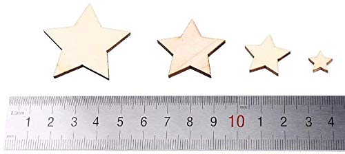 DERAYEE 100 Pcs Unfinished Wooden Stars Ornaments, Assorted Size Cutout Blank Wood Pieces Star for Christmas Wedding Party DIY Crafts - Image 2