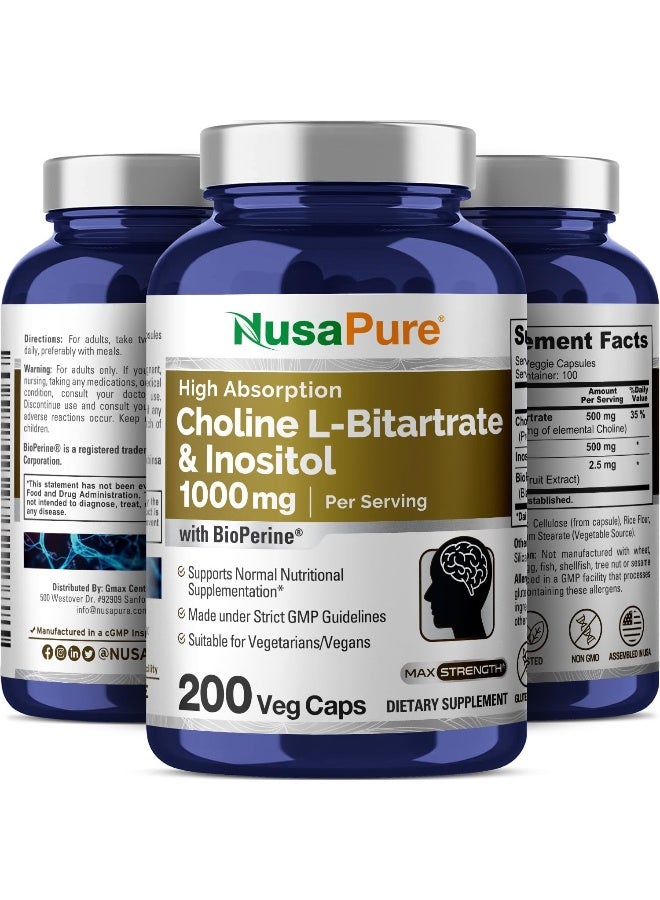 NusaPure كولين إل-بيتراترات وإنوزيتول 1000 ملغ للبالغين - Image 4
