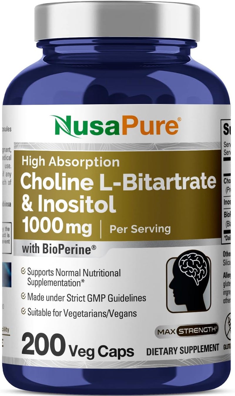 NusaPure كولين إل-بيتراترات وإنوزيتول 1000 ملغ للبالغين - Image 1