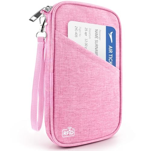 HOHOM Passport Holder Family RFID Travel Document Organizer for Women Waterproof Passport Wallet Men Portable Case for Cards Boarding Pass ID Money Tickets with Zipper - Image 1