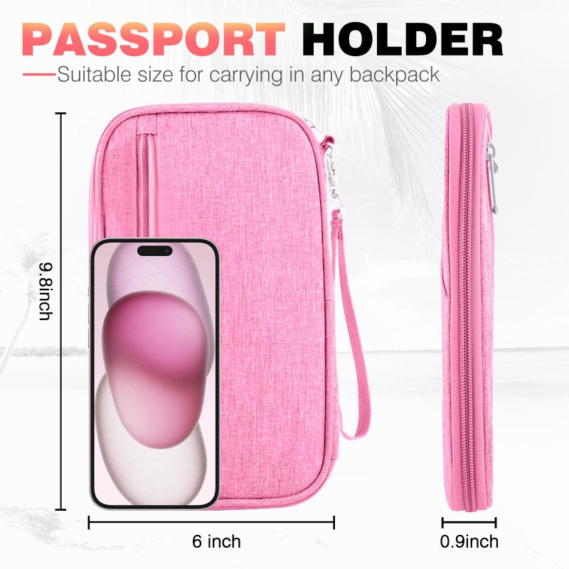 HOHOM Passport Holder Family RFID Travel Document Organizer for Women Waterproof Passport Wallet Men Portable Case for Cards Boarding Pass ID Money Tickets with Zipper - Image 3