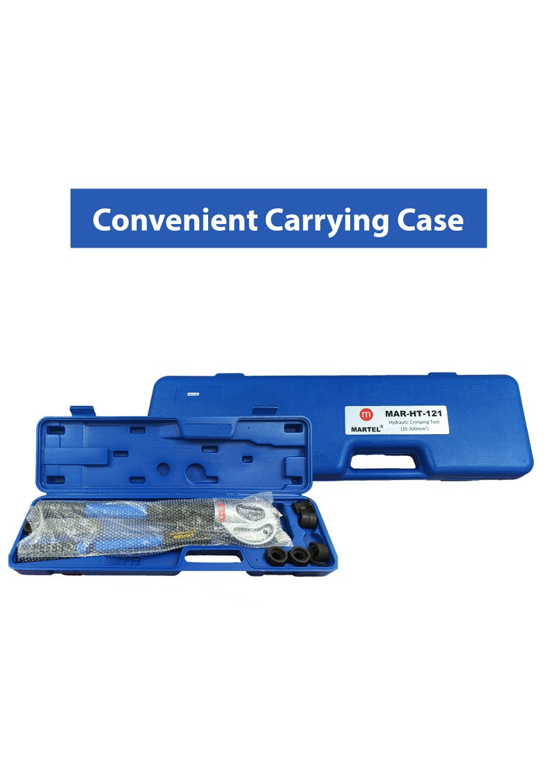مارتل داة التجعيد الهيدروليكية من MARTEL - - إخراج 12 T (٣٥ - ٣٠٠ مم²)، الموديل MAR-HT-121   | أداة ذاتية التشغيل يدويًا برأس دوار على شكل C وقوالب قابلة للتبديل لعروات الكابلات - Image 2
