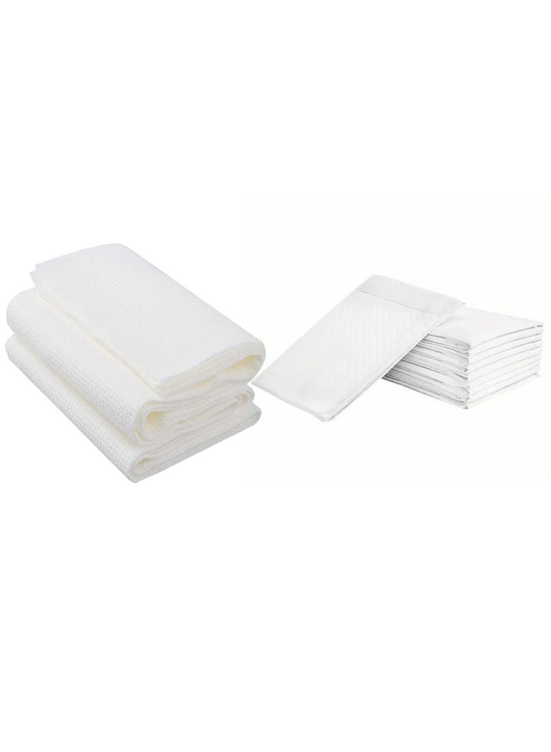 STAR BABiES Combo Pack Diposable Changing Mat 10Pcs With Disposable Towel Pack Of 3 White  - Image 1