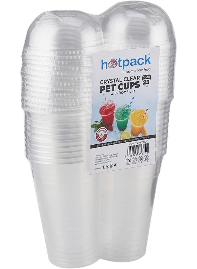 Hotpack كوب بيت شفاف 16 أونصة مع غطاء قبة 25 قطعة عرض خاص - Image 2