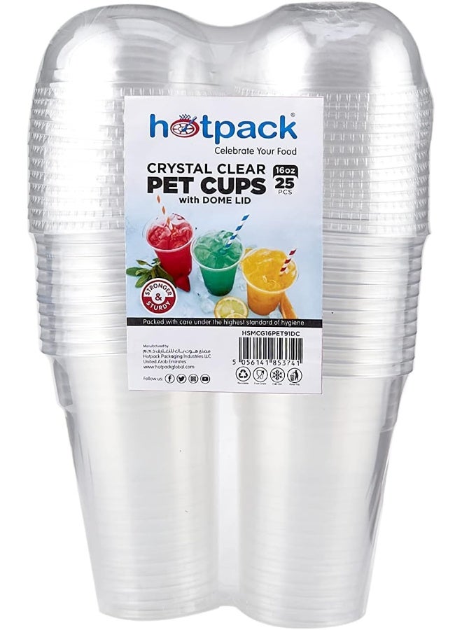 Hotpack كوب بيت شفاف 16 أونصة مع غطاء قبة 25 قطعة عرض خاص - Image 1