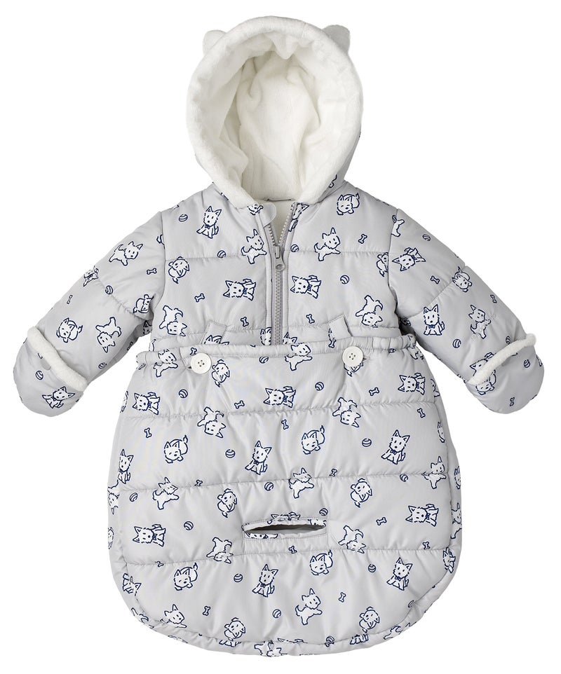 London Fog LONDON FOG Newborn Infant Baby Girl Boy Puffer Carbag Pram Bag Snowsuit Bunting Grey 06 Months