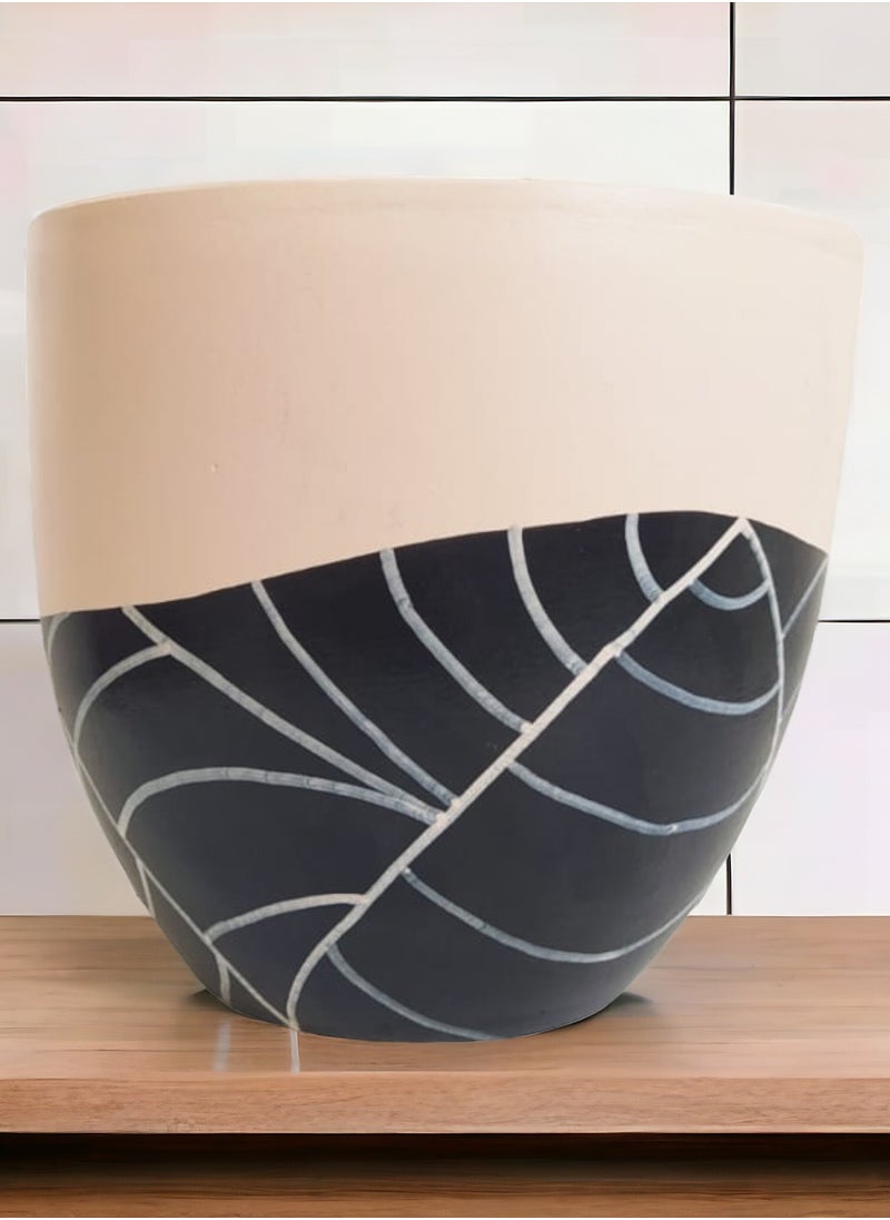 Shatla Shop Beige And Black Leaf Decorative Pot for plants and cactus - for Office decoration & Home decor  - Image 2