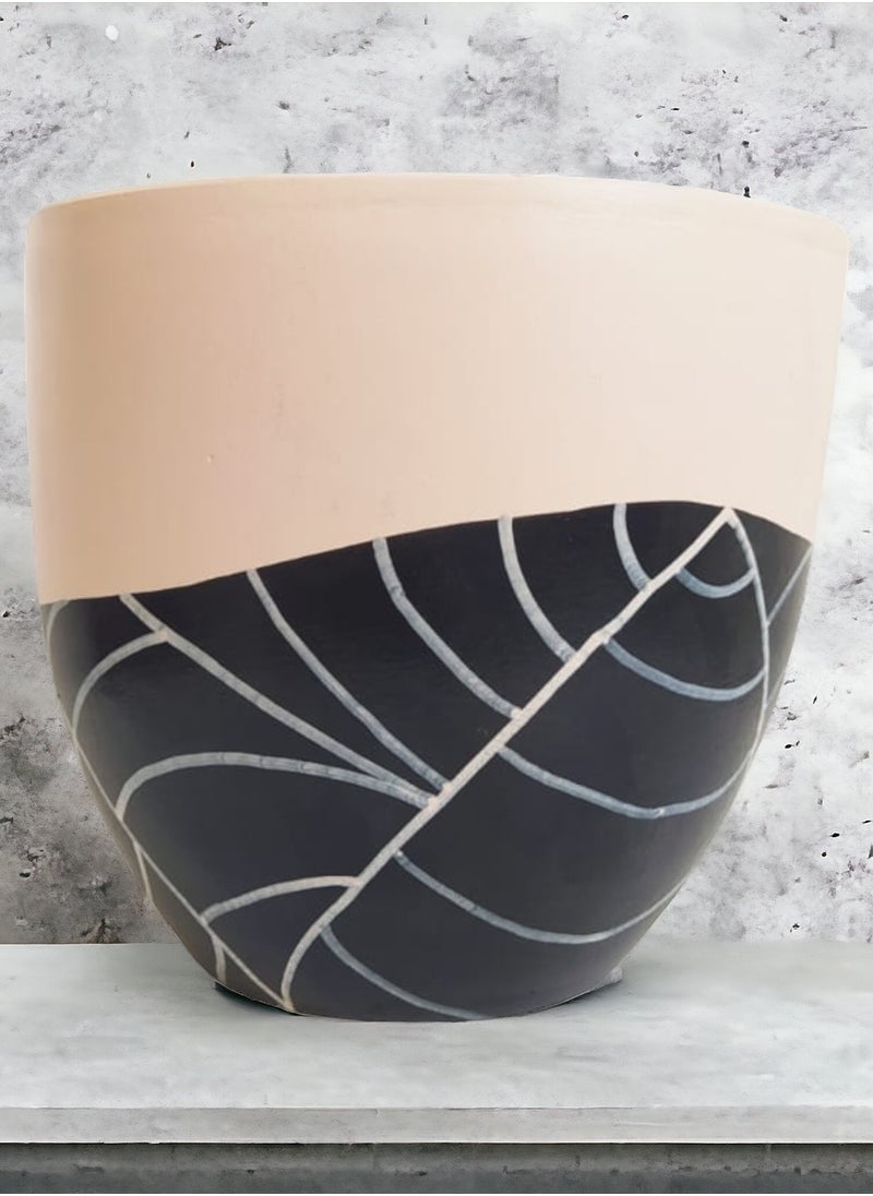 Shatla Shop Beige And Black Leaf Decorative Pot for plants and cactus - for Office decoration & Home decor  - Image 3