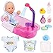 deAO Baby Doll Set with Bathtub11PCS Doll Bath Set  Real Working Bathtub with Detachable Shower SprayToy Gift Set for 3 Years Old Kids - Image 4
