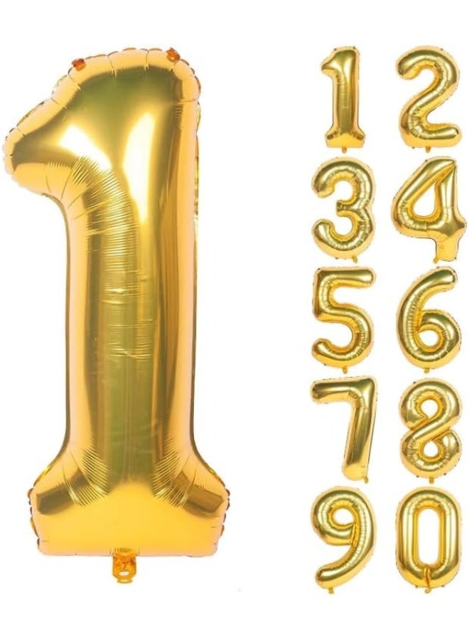 kovar Gold Number Balloon, Large Foil Mylar Party Decoration with Numbers 0-9 (GOLD, 1) - Image 1