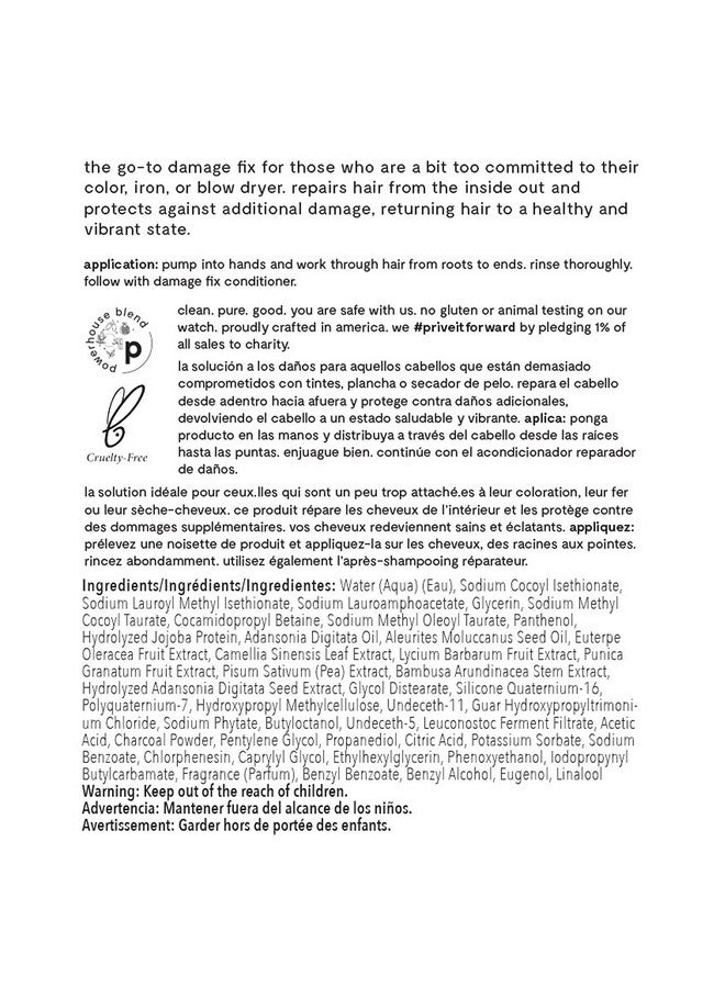 PRIVE Privé Damage Fix Shampoo Repair And Strengthen Damaged Dull Or Over Processed Hair From Within Natural Ingredients Vegan Crueltyfree Colorsafe Shampoo (33.8Oz) - Image 3