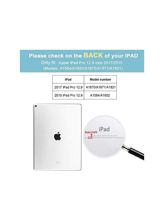 Procases Ipad Pro 12.9 2017/2015 Companion Back Cover Case, With Apple Pencil Holder For Ipad Pro 12.9 Inch (Both 2017 And 2015 Models), Match For Apple Smart Keyboard And Smart Cover –Black - Image 2