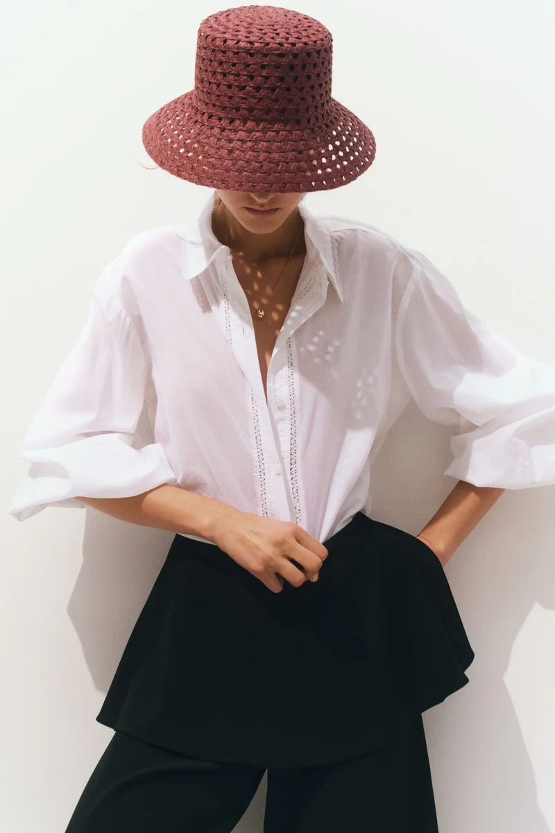 اتش اند ام قبعة من القش