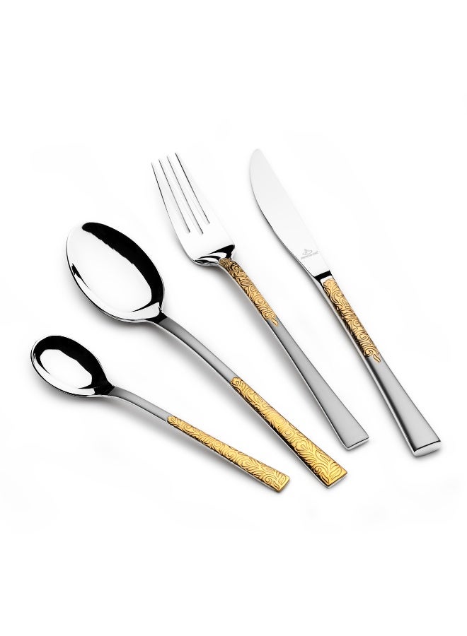 Arshia Stainless Steel Cutlery Sets 50pcs Silver with Gold - Image 1