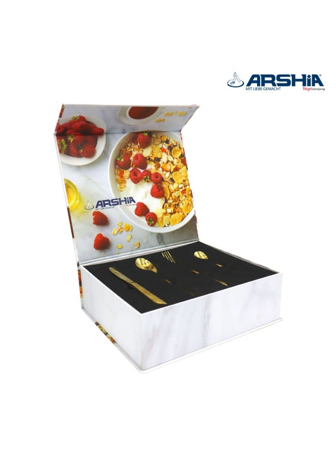 Arshia Stainless Steel Cutlery Sets 50pcs Silver with Gold - Image 2