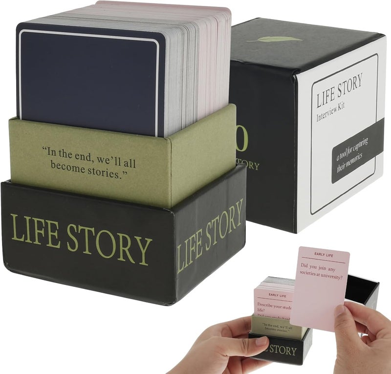 windforgecraft 150pcs Life Story Interview Kit Cards Tales Life Story Interview Kit Get to Know Parents and Grandparents for Family Game Night with Curated Question Cards Pictionary Game for Family - Image 4