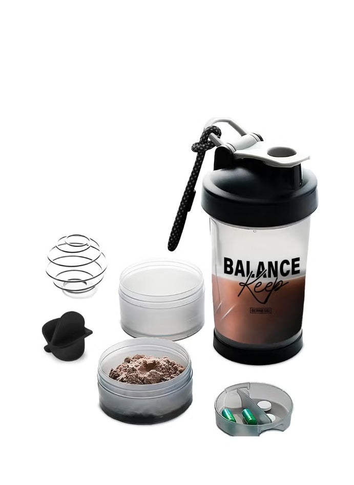 Bernessi - 500ml/17oz Protein Shaker Bottle with Leak-Proof for Protein Mixes & Shakes with Stainless Steel Ball, Protein Bottle Blender Cocktail Shaker Cup for Gym Fitness Home Pre Workout Male Female - Image 1
