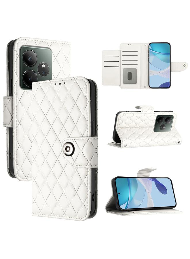 S-TOP Case For Realme GT 6 5G Global Rhombic Texture Flip Leather Phone Case with Lanyard - Image 1