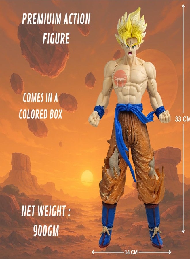 Realmkart Goku Action Figure 33CM Goku Super Saiyan Figure Large Anime Action Figure | Dragon Ball Z/DBS Action Figurine Goku SS4 Ultra Instinct for Anime Gifts, Fans, Study Table (Goku SS4) - Image 2