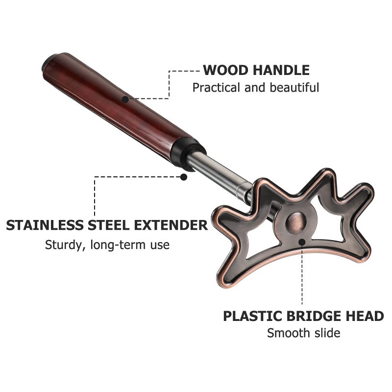 Sumind عصا جسر حمام السباحة القابلة للسحب من سومنيد - جسر عصا بلياردو برأس قابل للإزالة ومقبض خشبي، مثالي للعب على طاولة البلياردو (بني) - Image 5