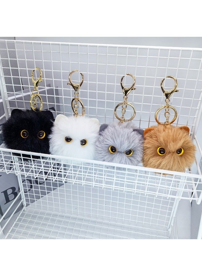 Generic Cute Black Cat Decor Pom Keychain Stuffed Animal Backpack Charms for Women Cats Key Ring Gift Girl-Color:Black  - Image 2