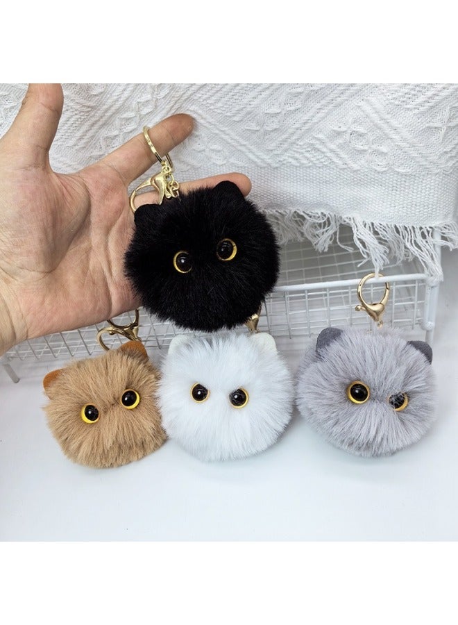 Generic Cute Black Cat Decor Pom Keychain Stuffed Animal Backpack Charms for Women Cats Key Ring Gift Girl-Color:Black  - Image 3