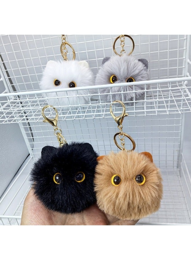Generic Cute Black Cat Decor Pom Keychain Stuffed Animal Backpack Charms for Women Cats Key Ring Gift Girl-Color:Black  - Image 4