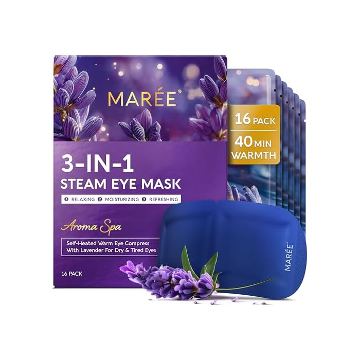 MAREE Heated Eye Masks for Dry Eyes – Steam Eye Mask Disposable – Self Heating Eye Mask for Puffy Eye – Facial Steamer Alternative for Relaxation – Warm Compress for Eyes – Spa Gift for Women