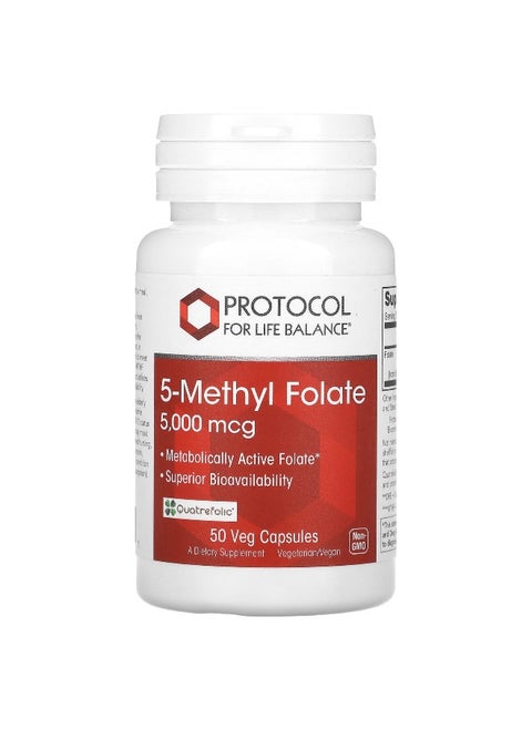 Protocol for Life Balance, 5-Methyl Folate, 5,000 mcg , 50 Veg Capsules