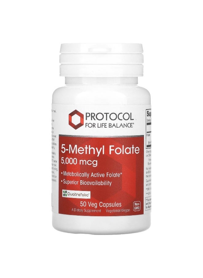 Protocol For Life Balance - Protocol for Life Balance, 5-Methyl Folate, 5,000 mcg , 50 Veg Capsules - Image 1