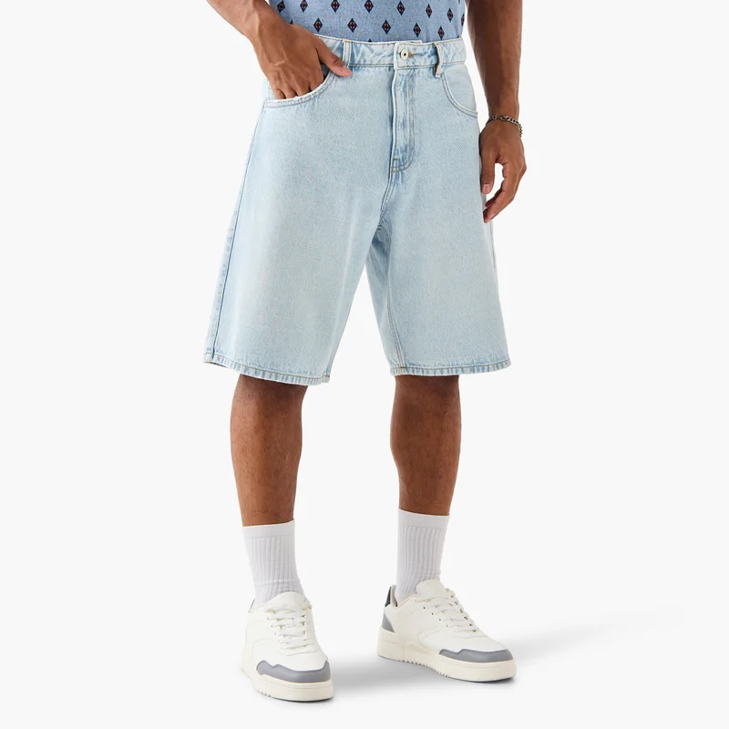 Lee Cooper Lee Cooper Baggy Fit Denim Shorts with Pockets