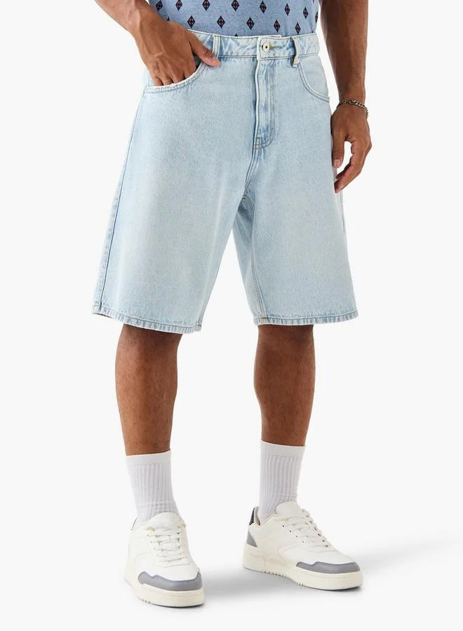 Lee Cooper Baggy Fit Denim Shorts with Pockets