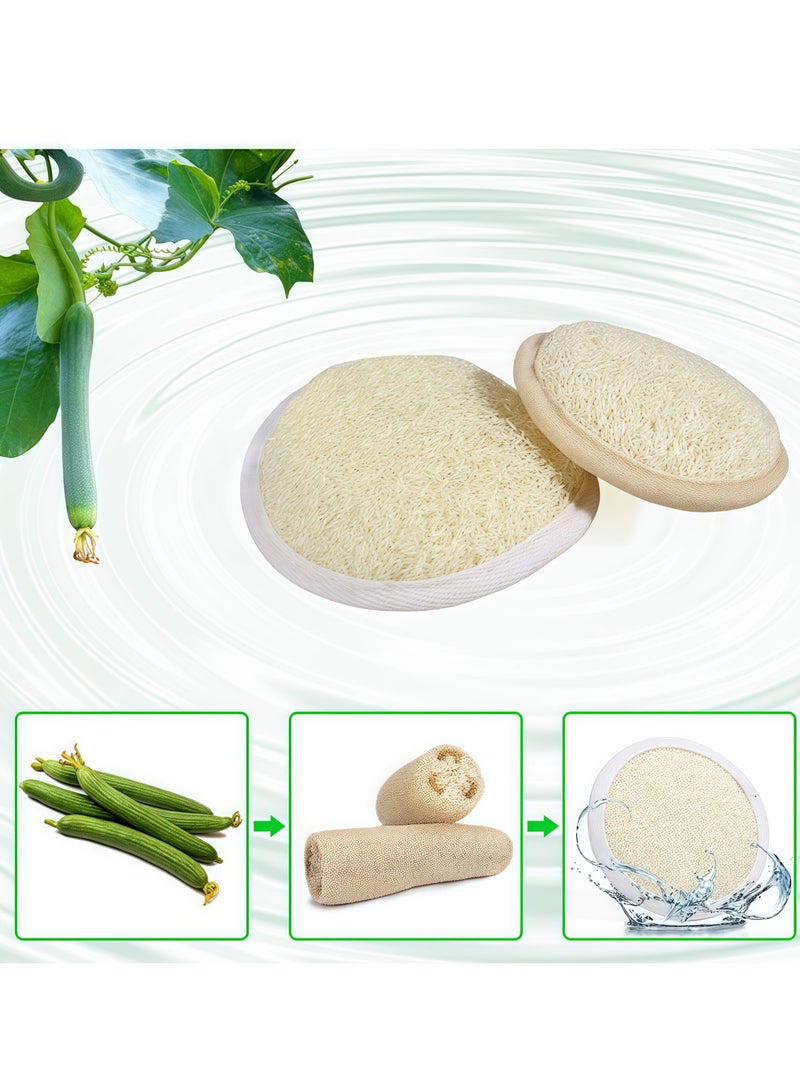 4 Pack Natural Loofah Exfoliating Sponge Pads Face Body Bath Shower Loofah Sponge Pads Exfoliating Brush Loofah Brush for Bath and Spa  - Image 3