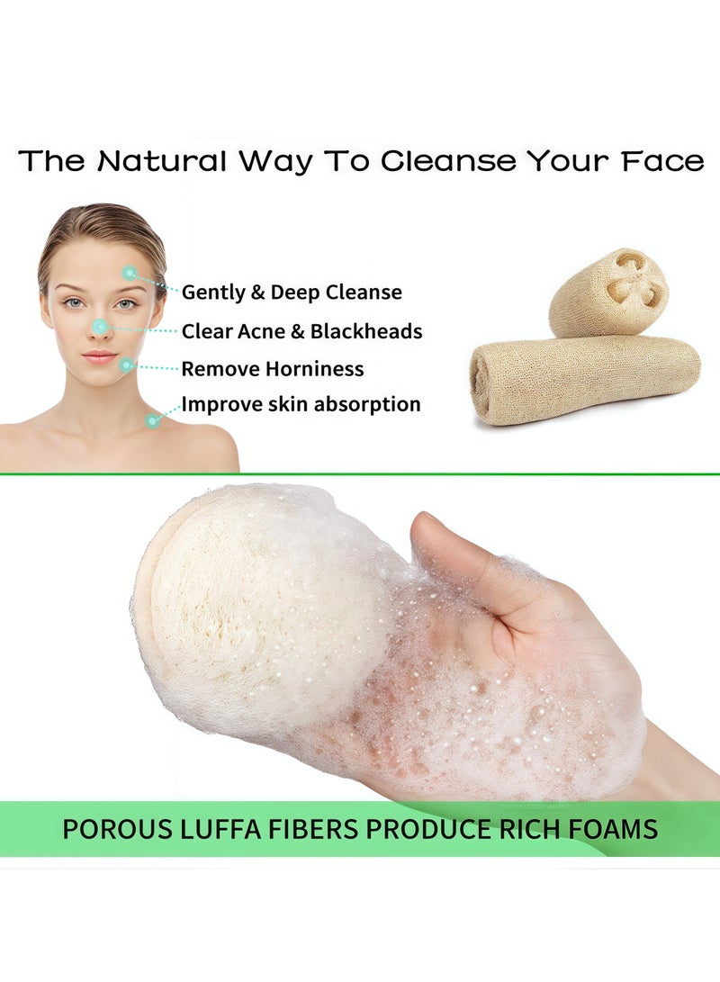 4 Pack Natural Loofah Exfoliating Sponge Pads Face Body Bath Shower Loofah Sponge Pads Exfoliating Brush Loofah Brush for Bath and Spa - Image 4