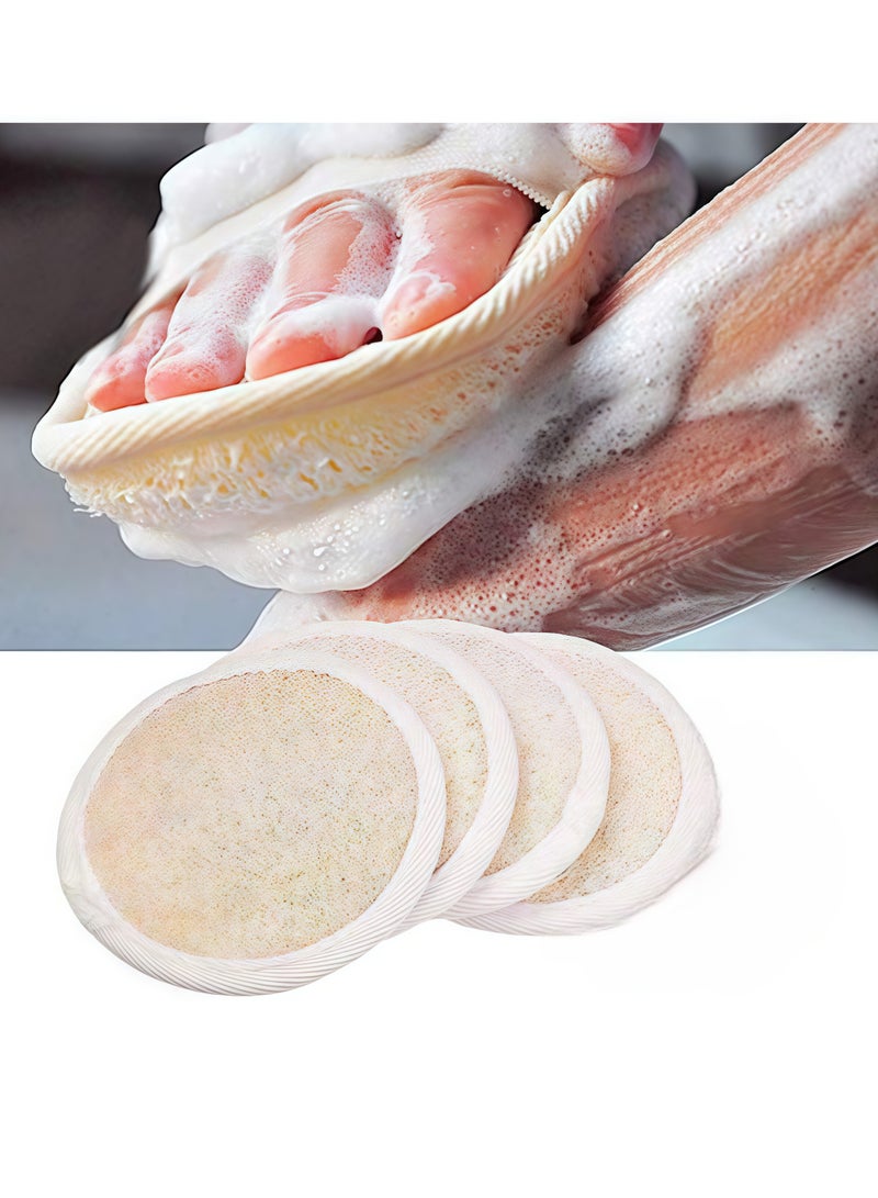4 Pack Natural Loofah Exfoliating Sponge Pads Face Body Bath Shower Loofah Sponge Pads Exfoliating Brush Loofah Brush for Bath and Spa - Image 1